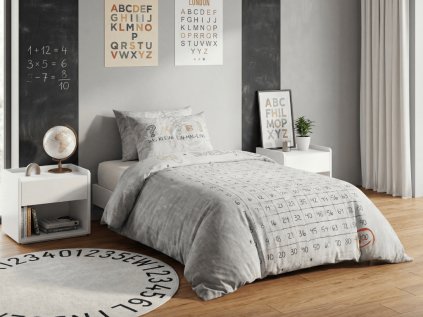 Dětské povlečení NUMBERS šedé