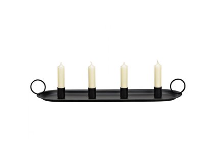 Minimalistický adventní svícen ARRANGEMENT 49x14 cm černý z kovu