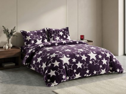 Mikroplyšové povlečení HVĚZDY fialové