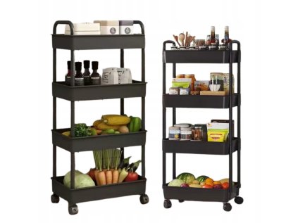 Regál na kolečkách POZIO 39x27x95 cm černý pro praktické skladování