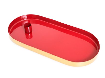 Oválný kovový svícen MARAKESH 30 cm, červený. Elegantní dekorace, která dodá vašemu interiéru styl a romantickou atmosféru.