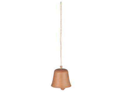 Závěsná hliněná ozdoba CHRISTMAS BELL hnědá pro vánoční výzdobu