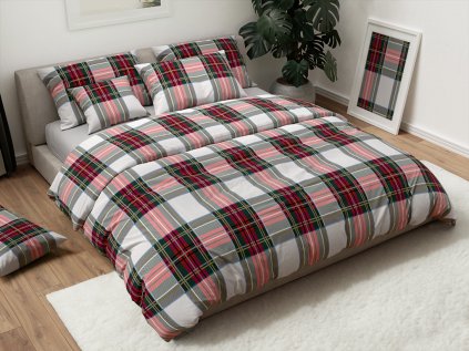 Barevné kostkované bavlněné povlečení LANSO pro moderní ložnici.