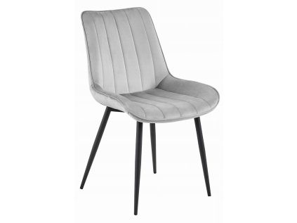 Světle šedá sametová židle SOSA s černými nohami, moderní design