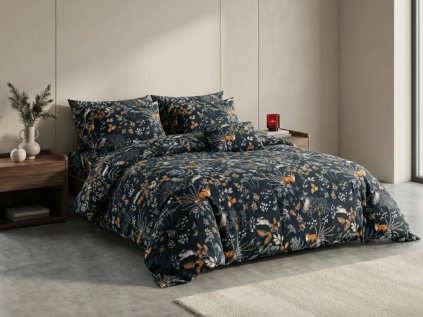 Mikroplyšové povlečení LIŠKA A ZAJÍC tmavě zelené