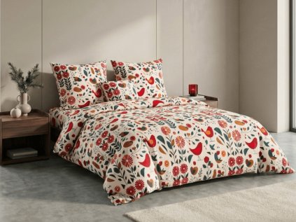 Mikroplyšové povlečení RETRO PTÁČEK barevné