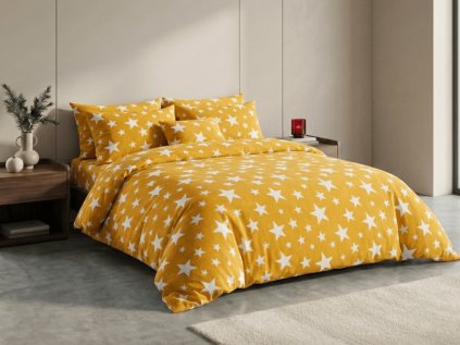 Mikroplyšové povlečení HVĚZDY žlutooranžové