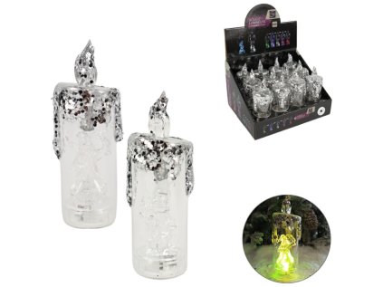 LED sloupová svíčka SANTA 16 cm transparentní – vánoční dekorace více variant