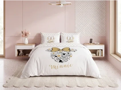 Dětské povlečení MINNIE GOLD bílé