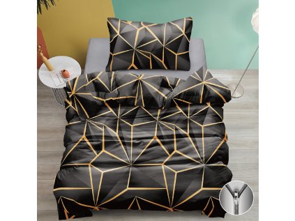 Černé povlečení PENELOPE GOLD – elegantní design s geometrickými prvky