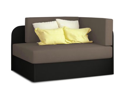 Rozkládací pohovka ROSA šedohnědá/černá s úložným prostorem