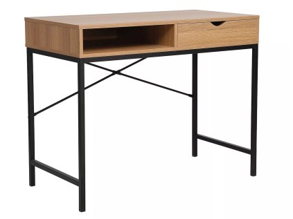 Psací stůl B-027 s deskou v dekoru dub a černou kovovou konstrukcí