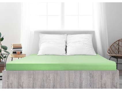 Kvalitní světle zelené prostěradlo ALVORA 180 x 200 cm z měkkého jersey