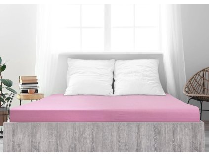 Kvalitní růžové prostěradlo ALVORA 180 x 200 cm z měkkého jersey