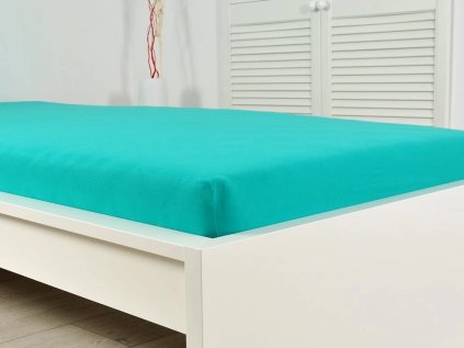 Jersey prostěradlo ALVORA tyrkysové 180 x 200 cm s elastickými okraji