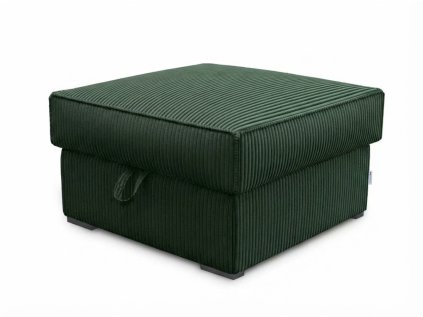 Tmavě zelený taburet SMART COSARO 65x65 cm s úložným prostorem a žebrovaným čalouněním