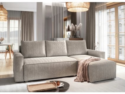 Krémová rohová pohovka COSARO, oboustranná s moderním designem