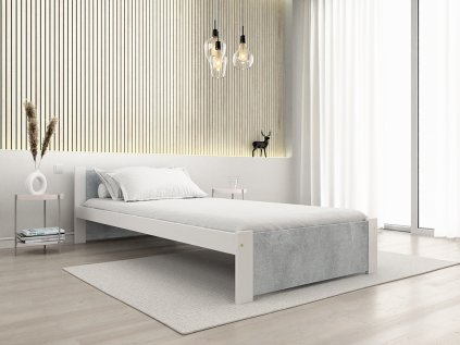 Moderní postel IKAROS 90 x 200 cm beton/bílá pro stylovou ložnici