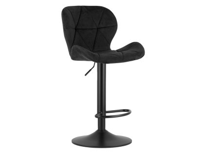 Černá barová židle WEST VELVET s černou kovovou podnoží