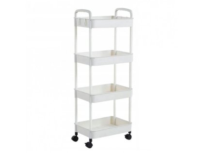 bookcase mobile cabinet on wheels 4 levels white 36x24x84cm sz41b (1)
