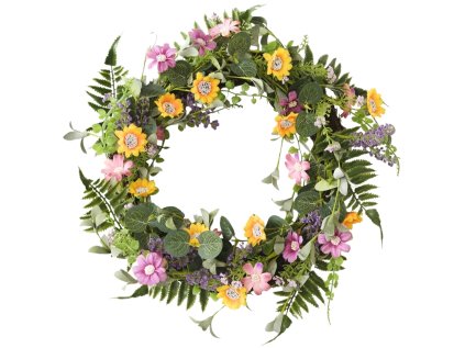 Jarní věnec SPRING FLORAL Ø45 cm s květinami na dveře