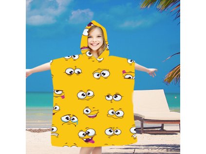 Dětské plážové pončo SMILE žluté 60x120 cm