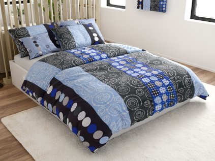 Povlečení CIRCLES BLUE modré z polybavlny s kruhovým vzorem