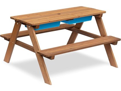 Dětská zahradní lavice s hracím stolem PLAYLAND 88x88x51 cm pro venkovní hry