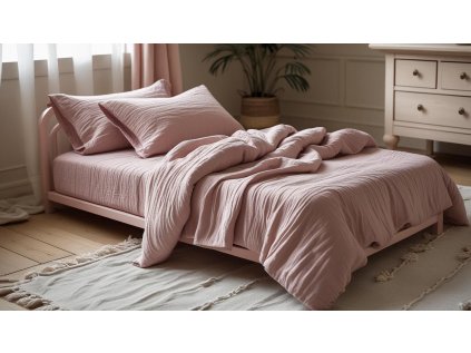 Jemné a prodyšné povlečení MOELLIN starorůžové z mušelínu
