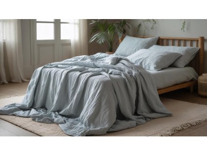 Mušelínové povlečení MOELLIN světle šedé ve skandinávském stylu