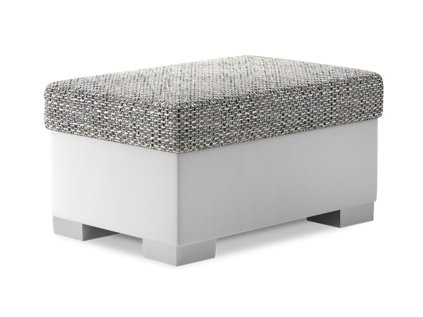 Šedo-bílý taburet RELTO s úložným prostorem do obýváku