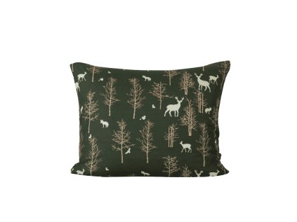 Povlak na polštář z mikrovlákna OAK DEER tmavě zelený 70x90 cm s jeleny