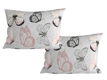 Povlaky na polštář MY BUTTERFLY 50x70 světle šedé s motýly