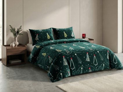Mikroplyšové povlečení CHRISTMAS DRIFT zelené