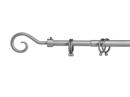 Elegantní šedá kovová garnýž VALANCE LOOP s dekoračním koncem