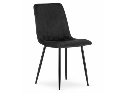 Elegantní černá sametová židle LAVA s kovovými nohami