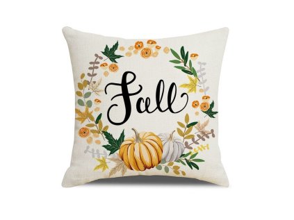 Podzimní povlak na polštář FALL krémový 45x45 cm s nápisem