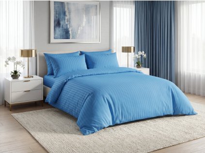 Hotelové povlečení JASMINE PURE světle modré s proužkem 1 cm