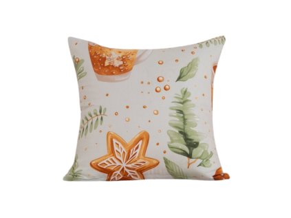 Povlak na polštář z mikrovlákna WINTER GINGERMAN 45x45 cm bílý s motivem perníčku