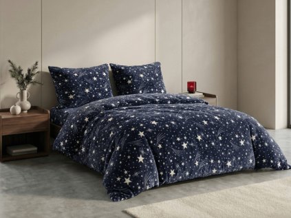 Mikroplyšové povlečení STARLIGHT tmavě modré