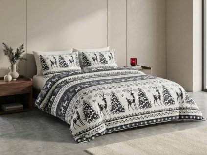 Mikroplyšové povlečení WINTER DEER šedé