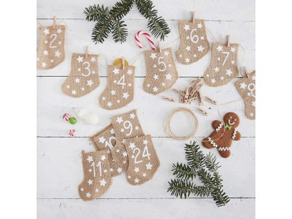 Jutový adventní kalendář JUTE DREAMS 3 m s čísly