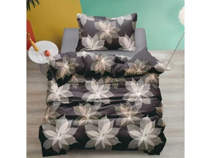 Elegantní bavlněné povlečení VALEIRA hnědé s listovým vzorem