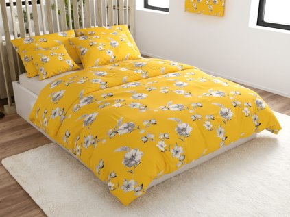 Povlečení z mikrovlákna YELLOW ROSE žluté s květinovým vzorem
