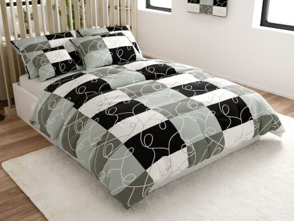 Moderní bavlněné povlečení KASPARO BLEND šedé s geometrickým vzorem