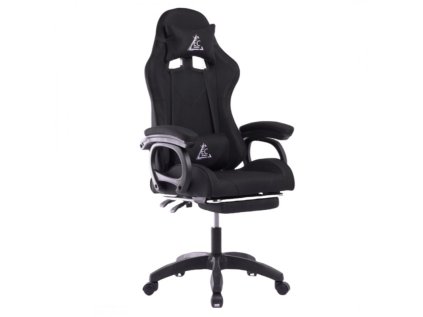 Černé herní křeslo SNAKE s výsuvnou podnožkou a opěrkou hlavy