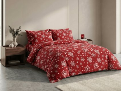 Mikroplyšové povlečení SNOWFALL VELVET červené