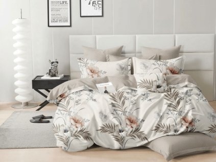 Elegantní krémové povlečení DUO SENSE SANDORA s květinovým motivem