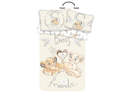 Bavlněné povlečení do postýlky LION KING BF krémové se Simbou