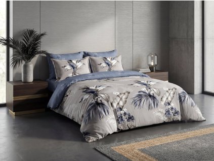 Oboustranné povlečení DUO SENSE CALYRA s tropickým vzorem + polštářek 40x50 cm zdarma